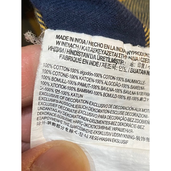 Vans Mens Buffalo Plaid Flannel Shirt Yellow Navy Blue Classic Fit VN0A38RZ L - Picture 6 of 7